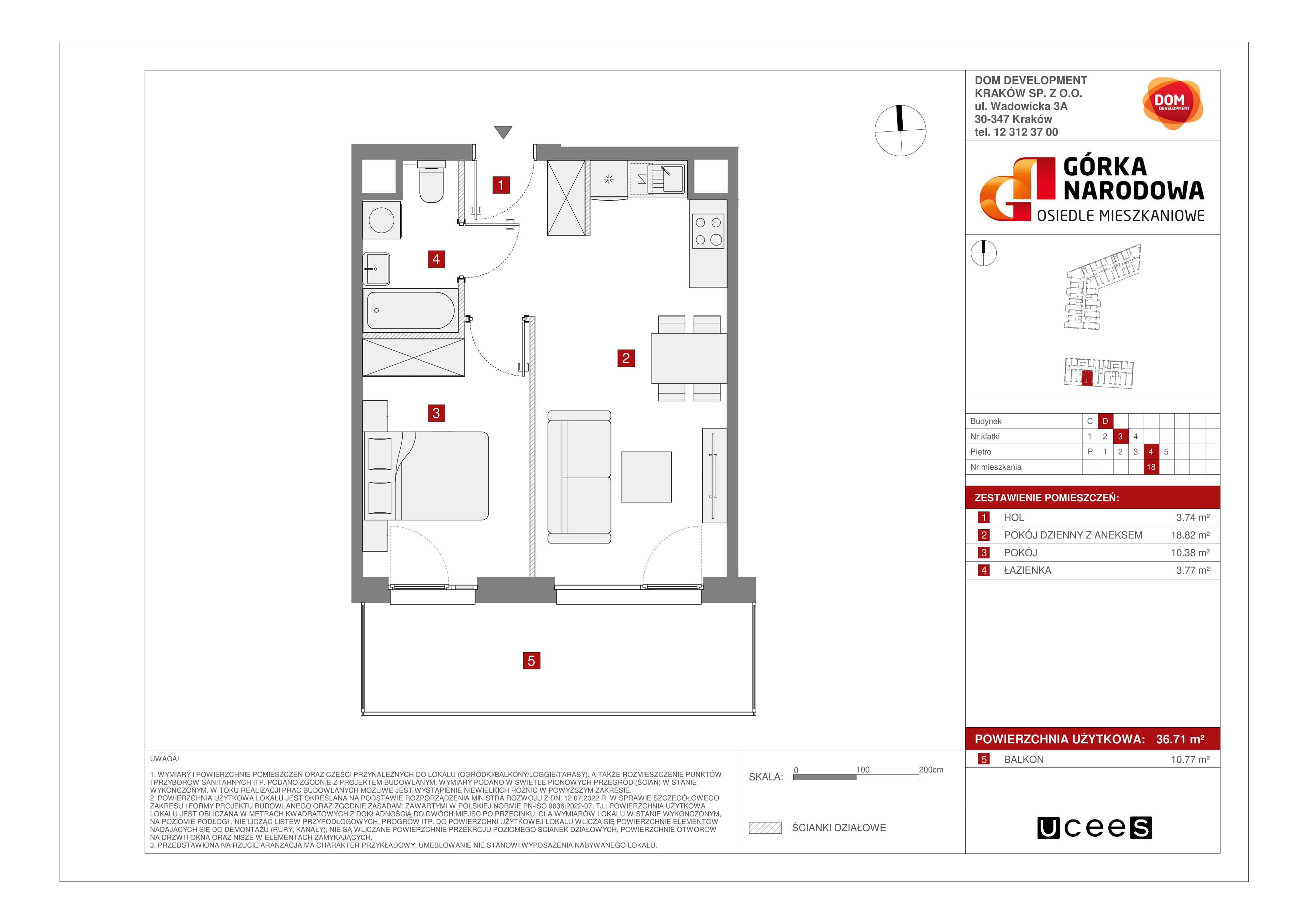 Mieszkanie 36,71 m², piętro 4, oferta nr D/18, Osiedle Górka Narodowa etap 5, Kraków, Prądnik Biały, Górka Narodowa, ul. Papierni Prądnickich-idx