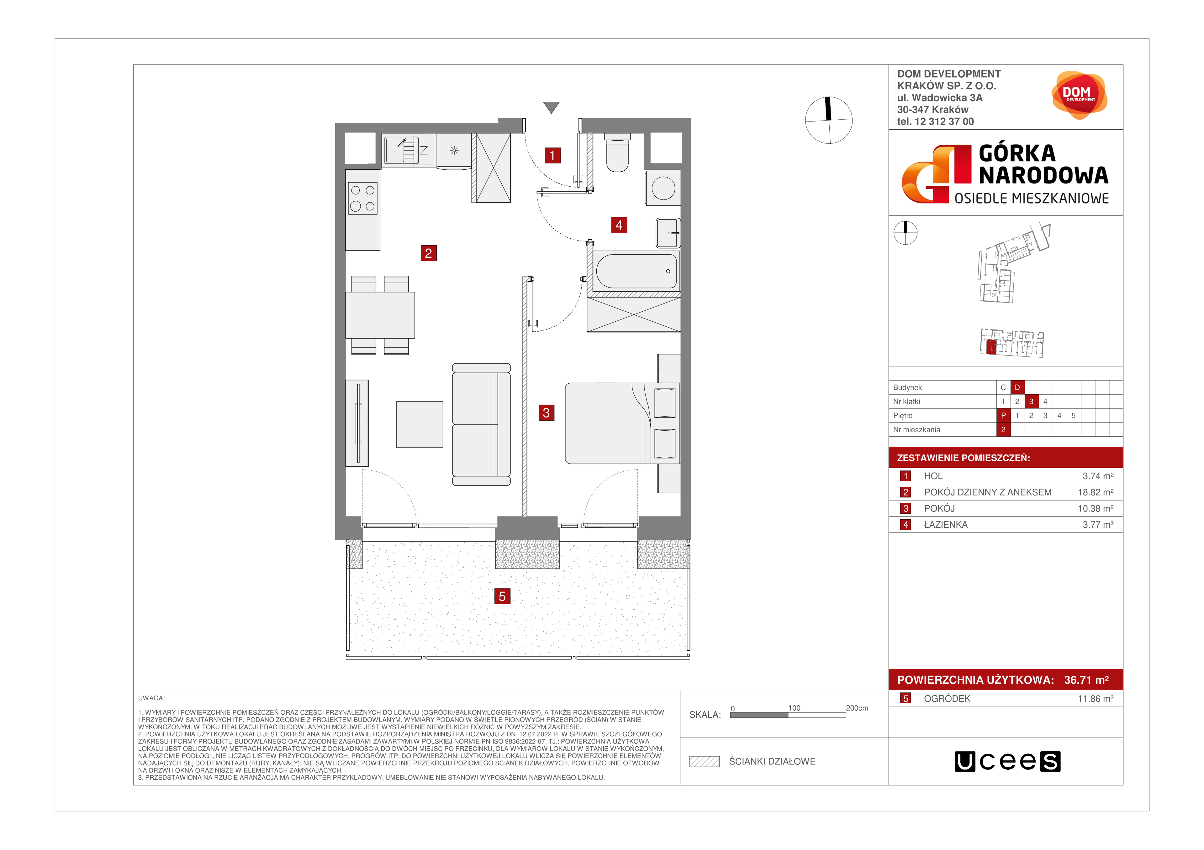 Mieszkanie 36,71 m², parter, oferta nr D/2, Osiedle Górka Narodowa etap 5, Kraków, Prądnik Biały, Górka Narodowa, ul. Papierni Prądnickich-idx