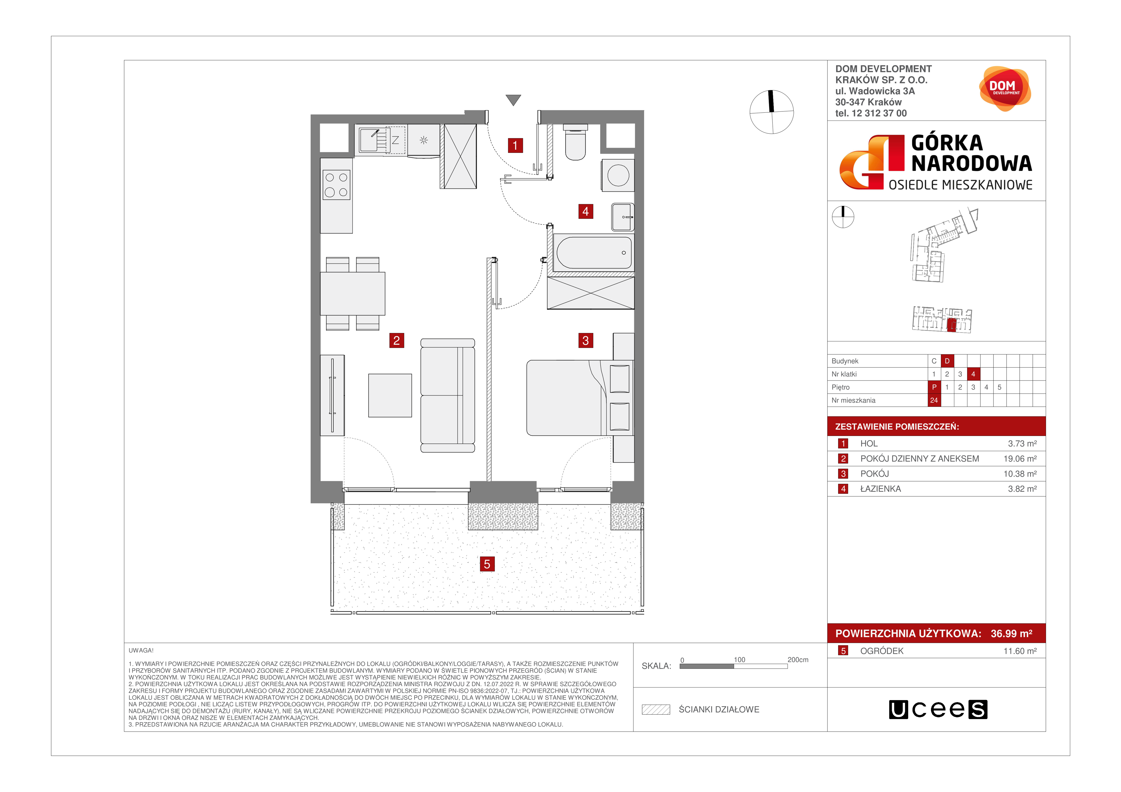 Mieszkanie 36,99 m², parter, oferta nr D/24, Osiedle Górka Narodowa etap 5, Kraków, Prądnik Biały, Górka Narodowa, ul. Papierni Prądnickich-idx