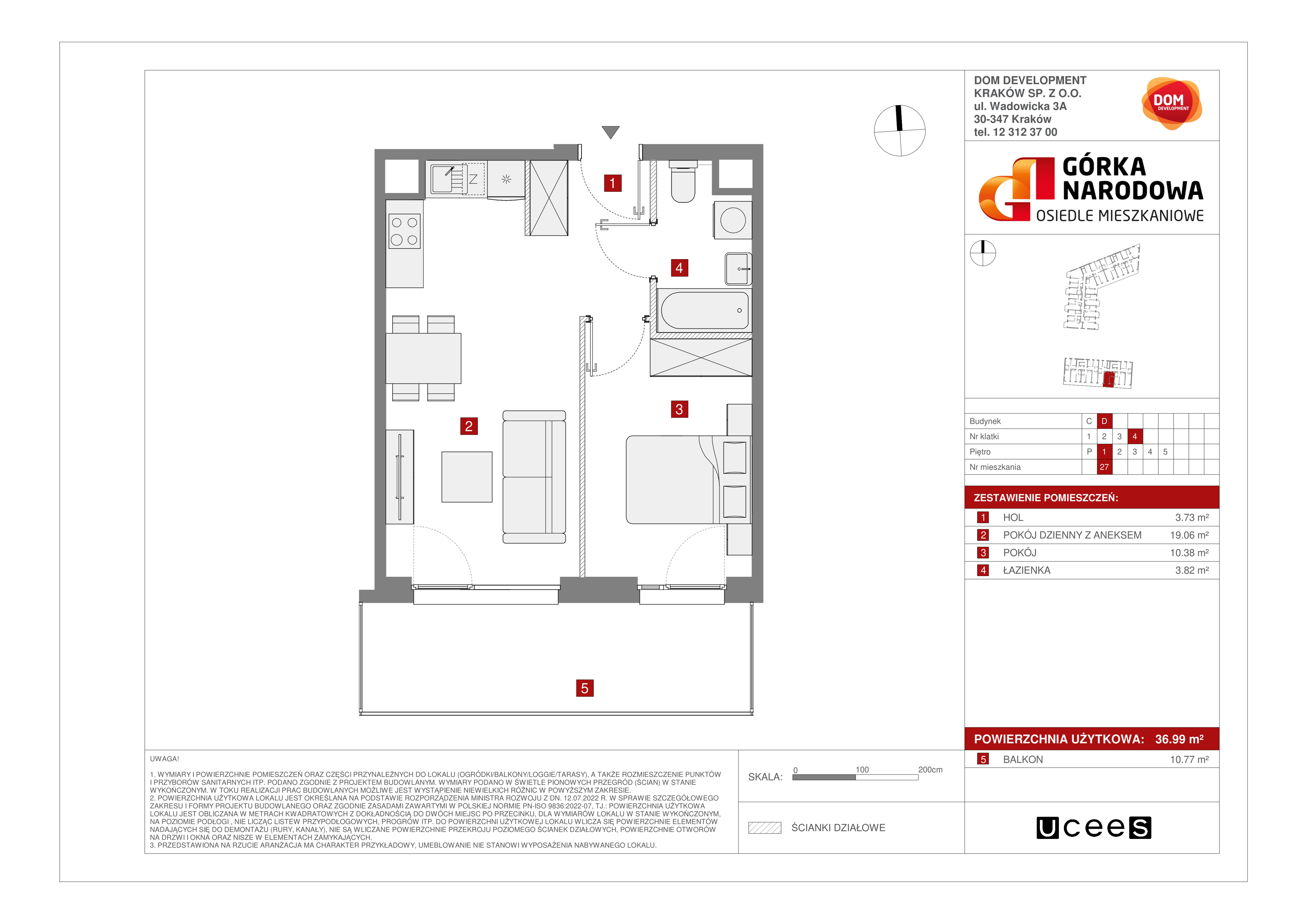 Mieszkanie 36,99 m², piętro 1, oferta nr D/27, Osiedle Górka Narodowa etap 5, Kraków, Prądnik Biały, Górka Narodowa, ul. Papierni Prądnickich-idx