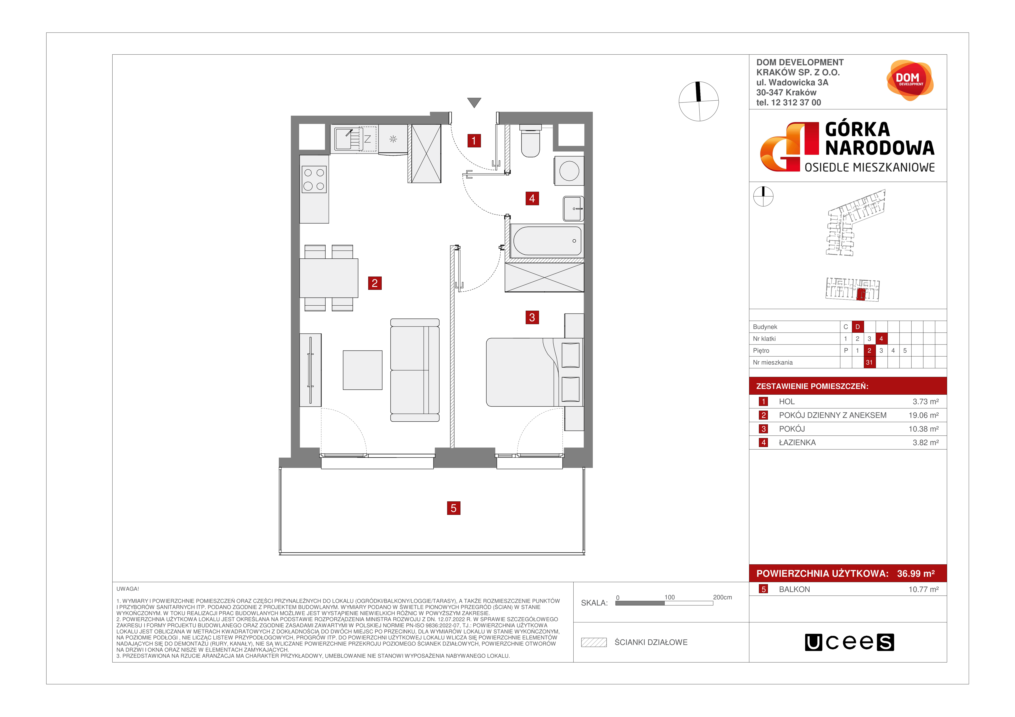 Mieszkanie 36,99 m², piętro 2, oferta nr D/31, Osiedle Górka Narodowa etap 5, Kraków, Prądnik Biały, Górka Narodowa, ul. Papierni Prądnickich-idx