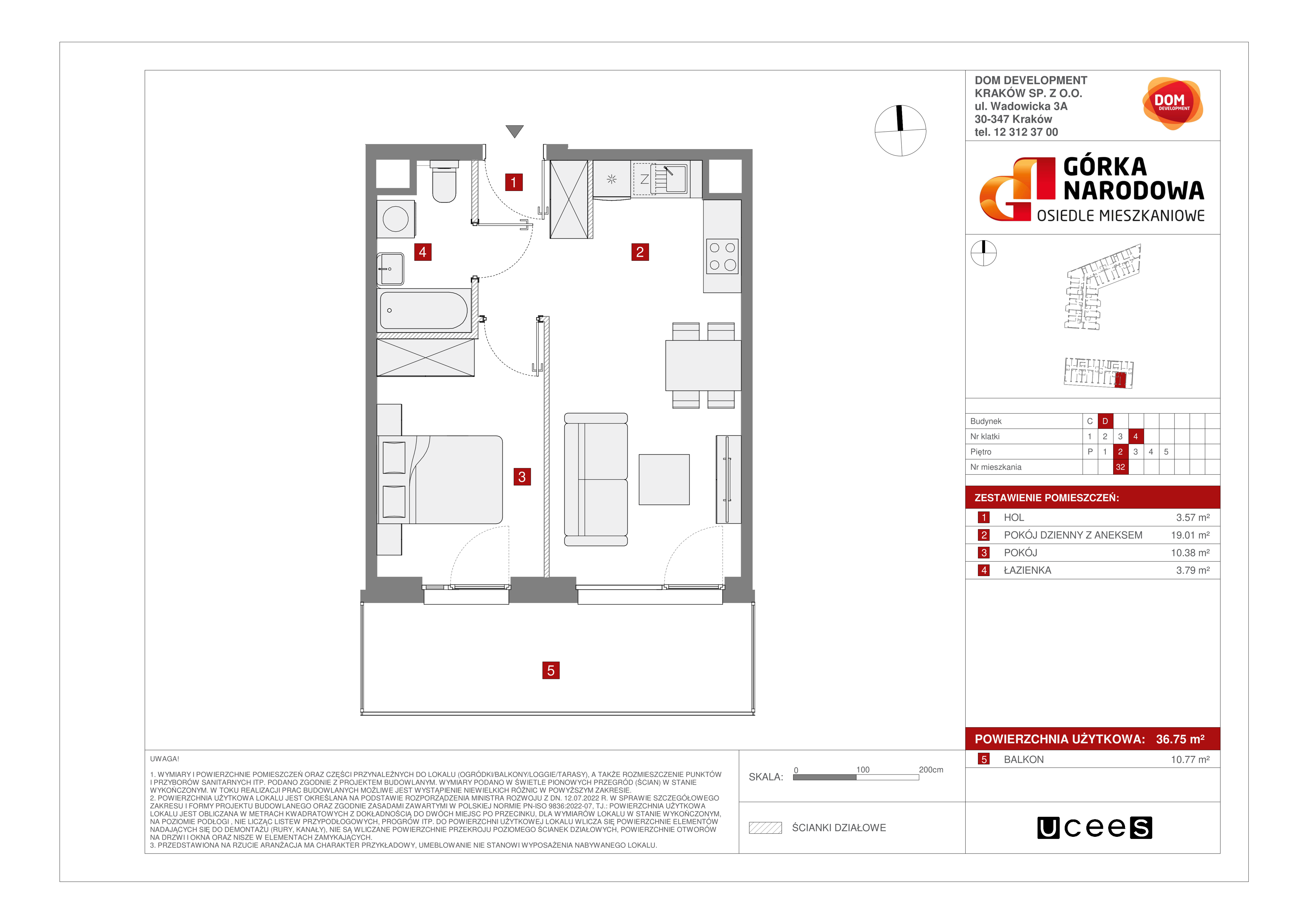 Mieszkanie 36,75 m², piętro 2, oferta nr D/32, Osiedle Górka Narodowa etap 5, Kraków, Prądnik Biały, Górka Narodowa, ul. Papierni Prądnickich-idx