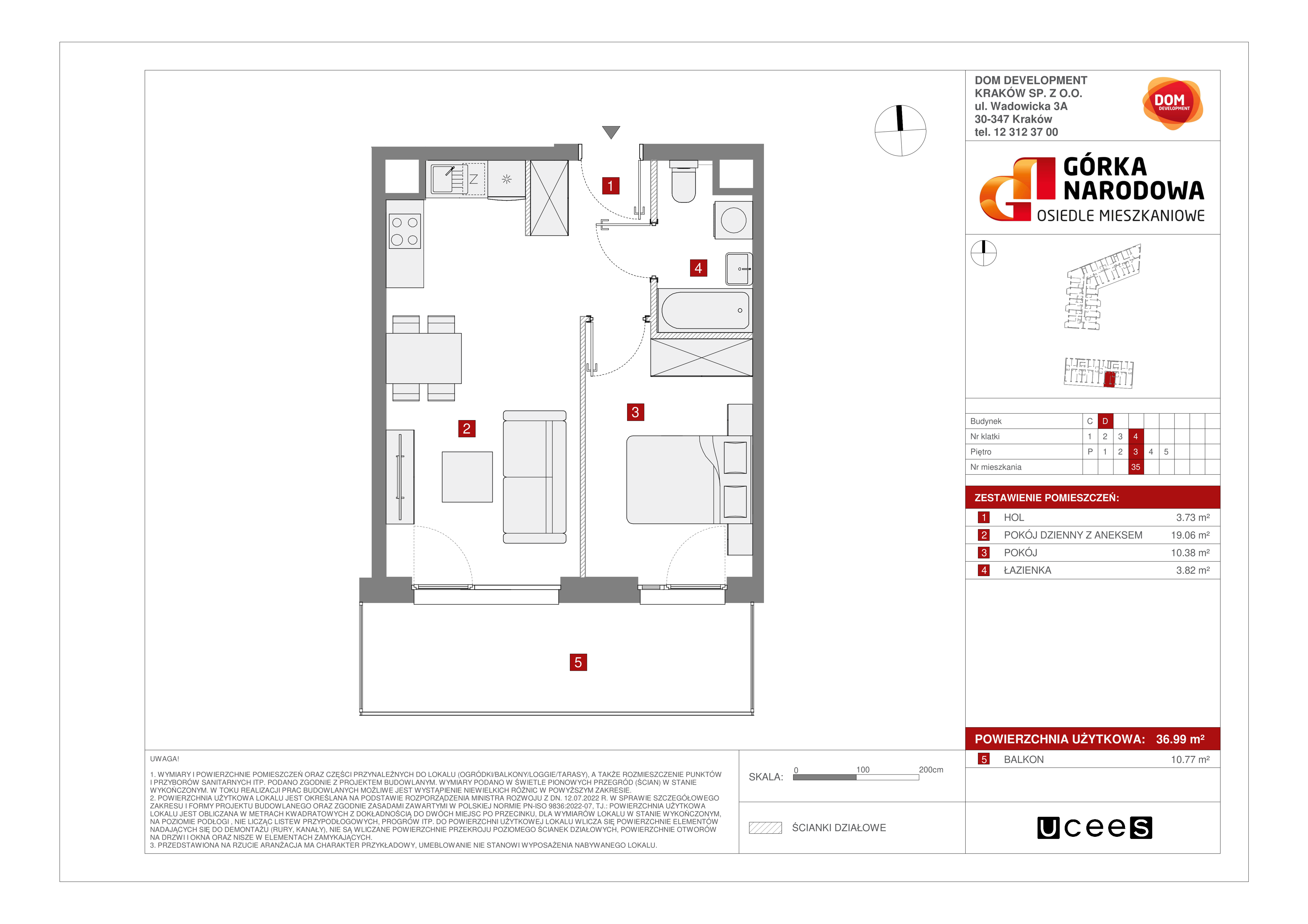 Mieszkanie 36,99 m², piętro 3, oferta nr D/35, Osiedle Górka Narodowa etap 5, Kraków, Prądnik Biały, Górka Narodowa, ul. Papierni Prądnickich-idx