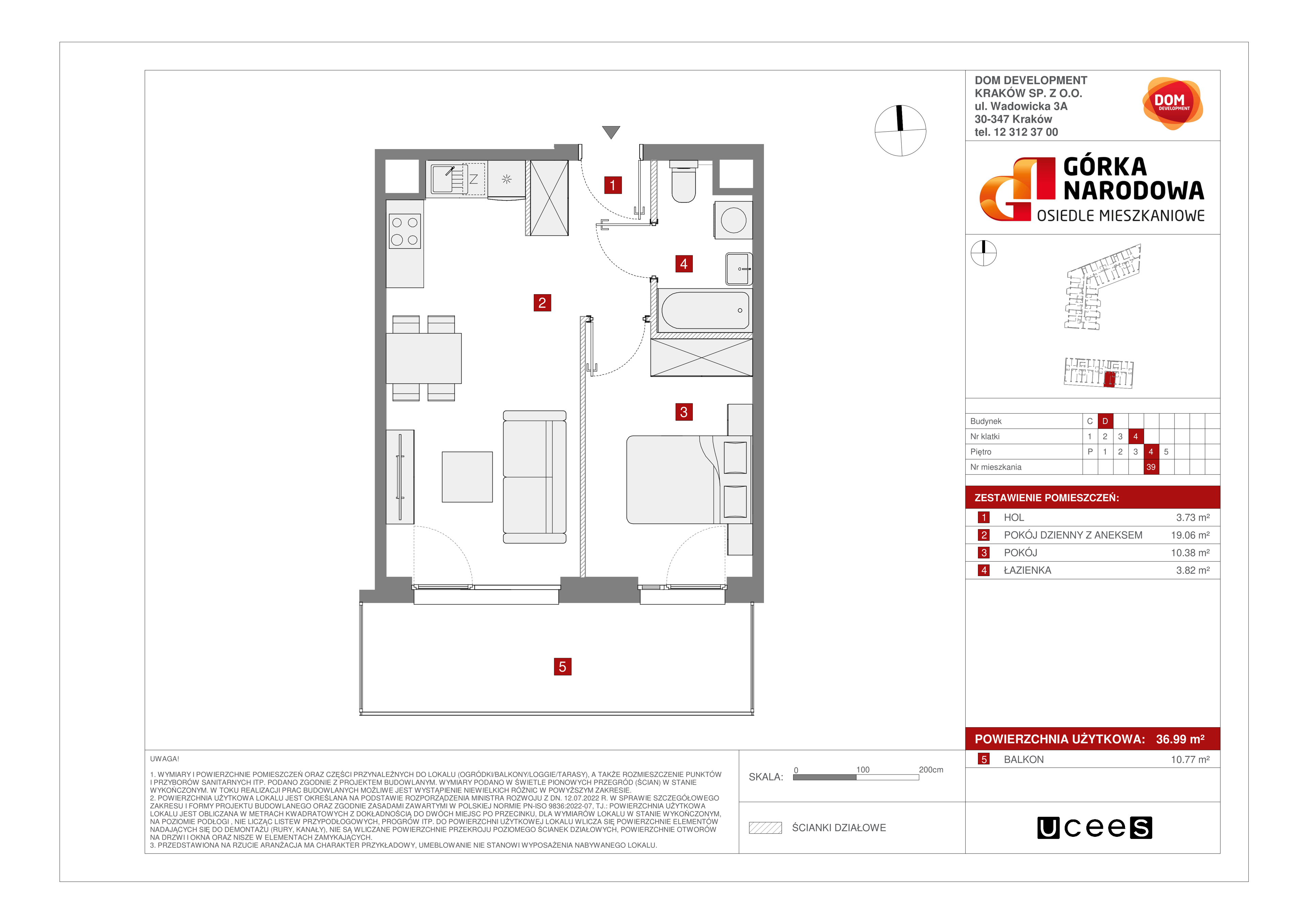 Mieszkanie 36,99 m², piętro 4, oferta nr D/39, Osiedle Górka Narodowa etap 5, Kraków, Prądnik Biały, Górka Narodowa, ul. Papierni Prądnickich-idx