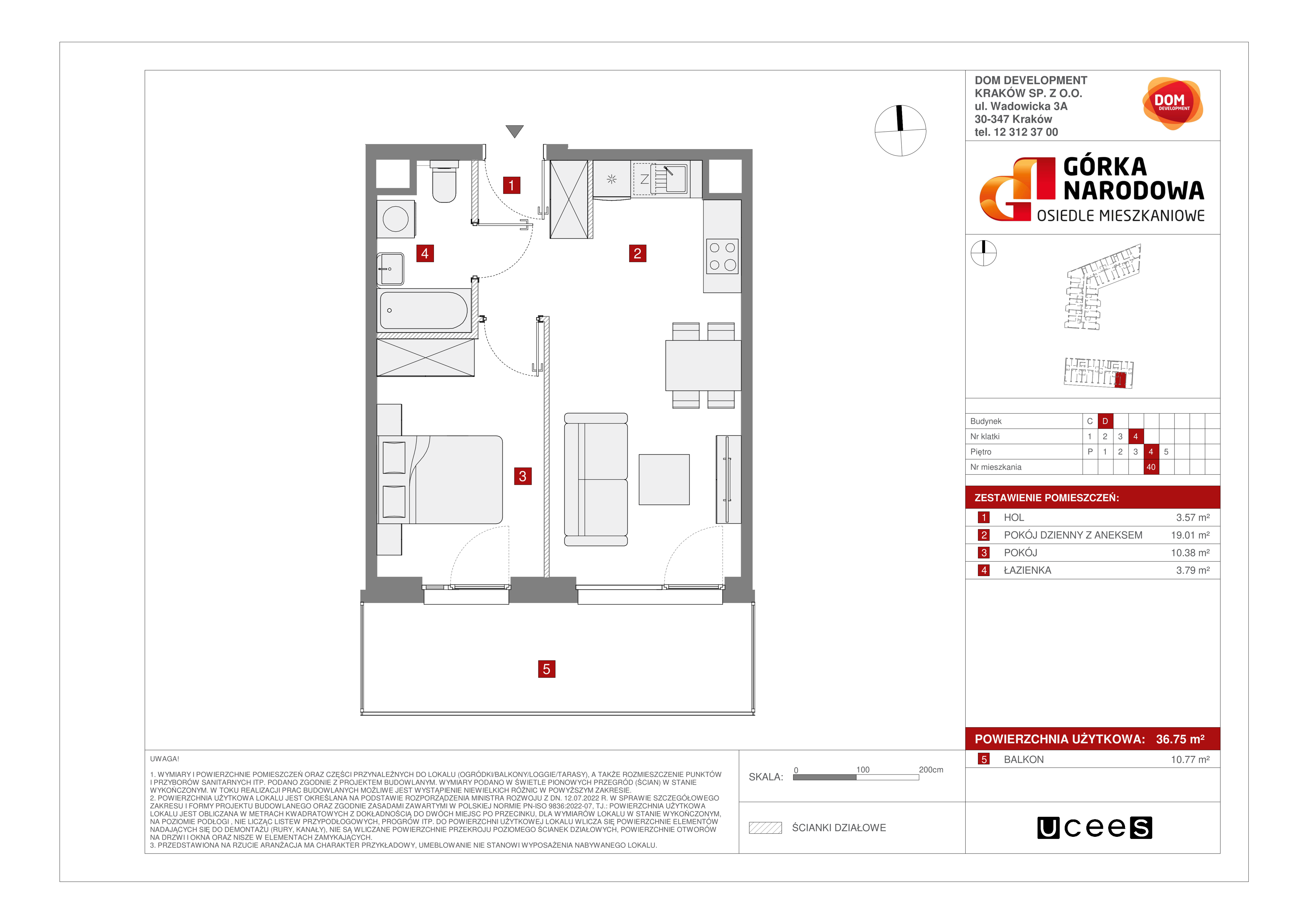 Mieszkanie 36,75 m², piętro 4, oferta nr D/40, Osiedle Górka Narodowa etap 5, Kraków, Prądnik Biały, Górka Narodowa, ul. Papierni Prądnickich-idx