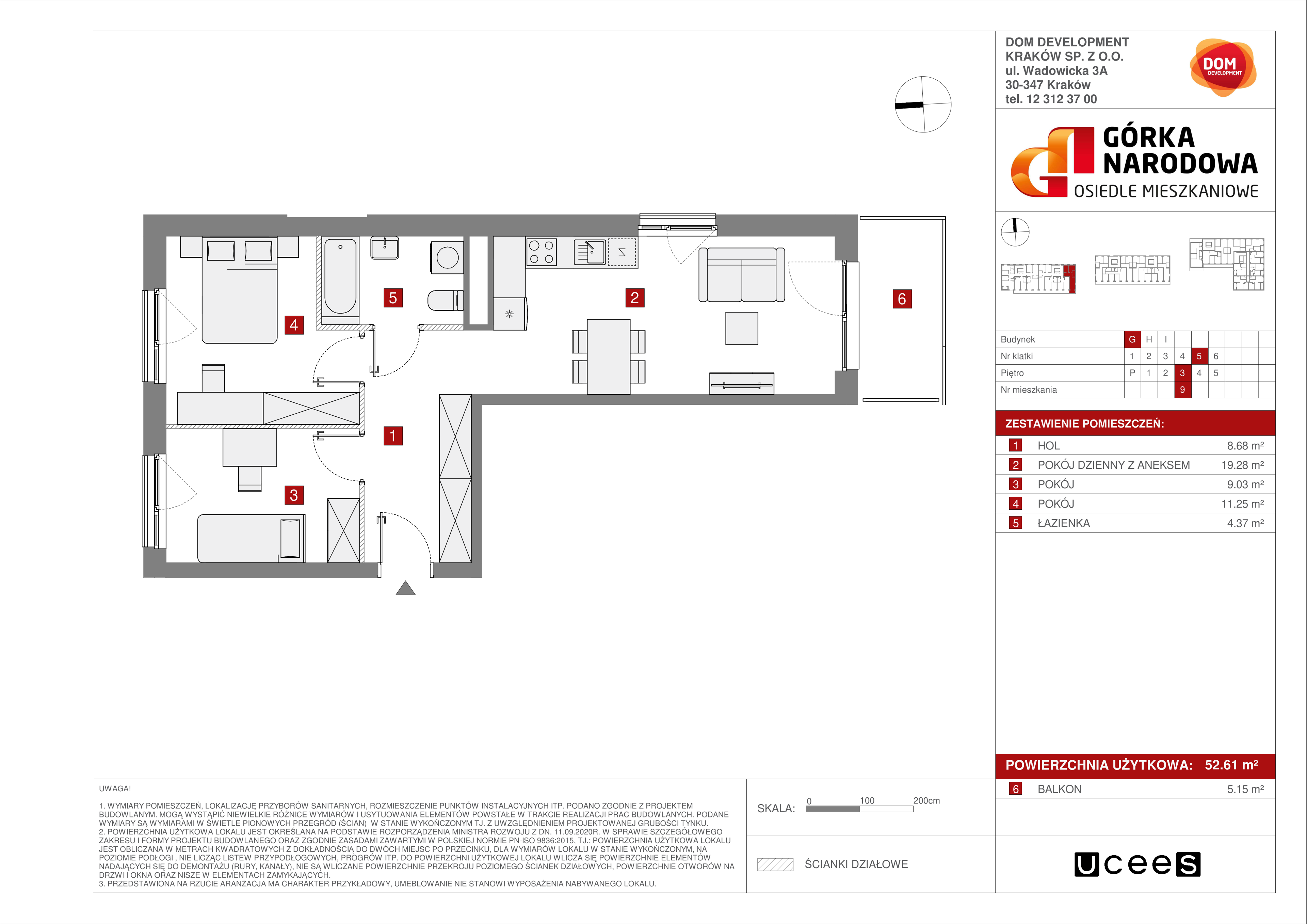 Mieszkanie 52,61 m², piętro 3, oferta nr G/9, Osiedle Górka Narodowa, Kraków, Prądnik Biały, Górka Narodowa, ul. Andrzeja Zauchy-idx