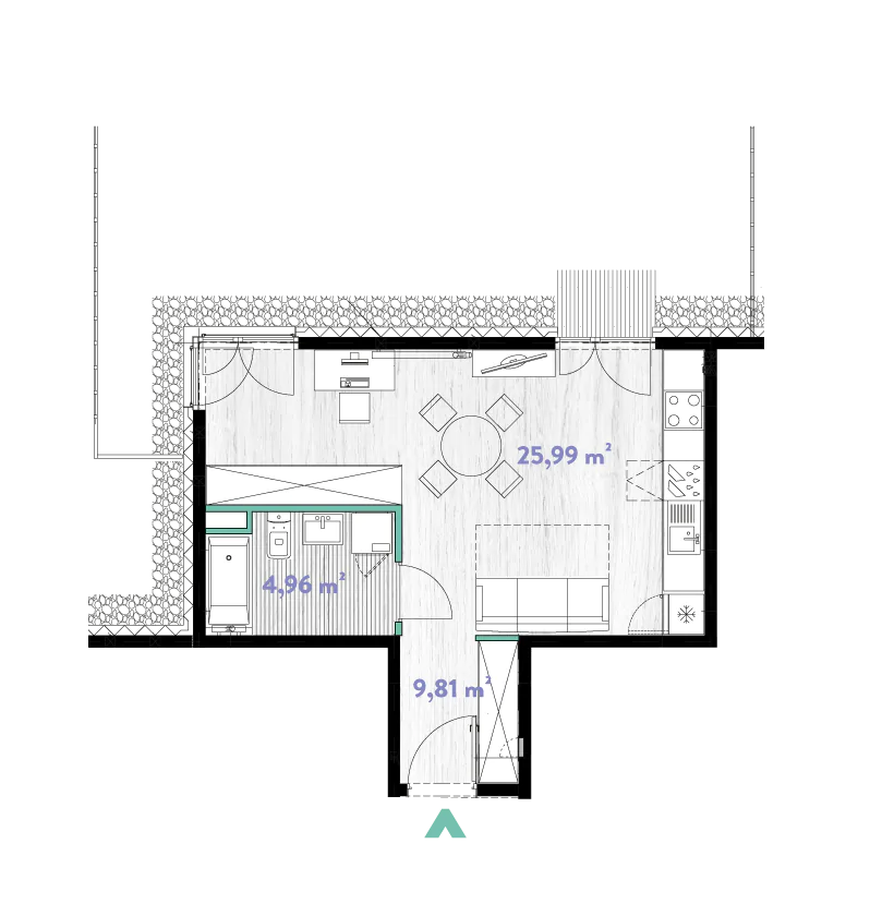 Mieszkanie 34,76 m², parter, oferta nr 2/DW-A.00.01, Do Wilgi, Kraków, Łagiewniki-Borek Fałęcki, ul. Do Wilgi 2A-idx