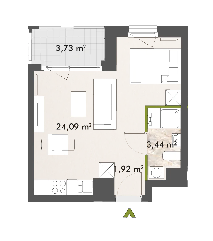 Mieszkanie 29,45 m², piętro 4, oferta nr 30/XY-F1.B.04.03, XYZ Place, Warszawa, Włochy, Okęcie, ul. Komitetu Obrony Robotników 32-idx