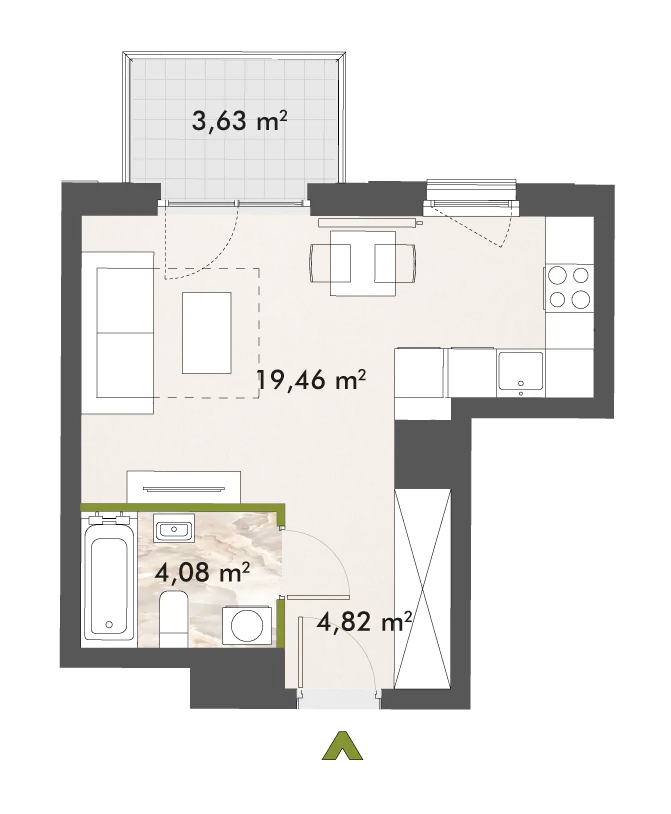 Mieszkanie 28,36 m², piętro 1, oferta nr 30/XY-F1.C.01.02, XYZ Place, Warszawa, Włochy, Okęcie, ul. Komitetu Obrony Robotników 32-idx