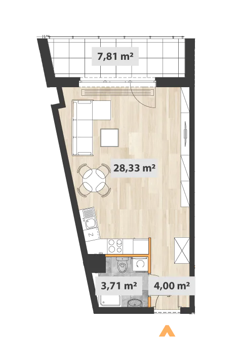 Mieszkanie 36,47 m², piętro 5, oferta nr 27/Okr-B.05.04, Na Okrzei, Warszawa, Praga Północ, Stara Praga, ul. Stefana Okrzei-idx