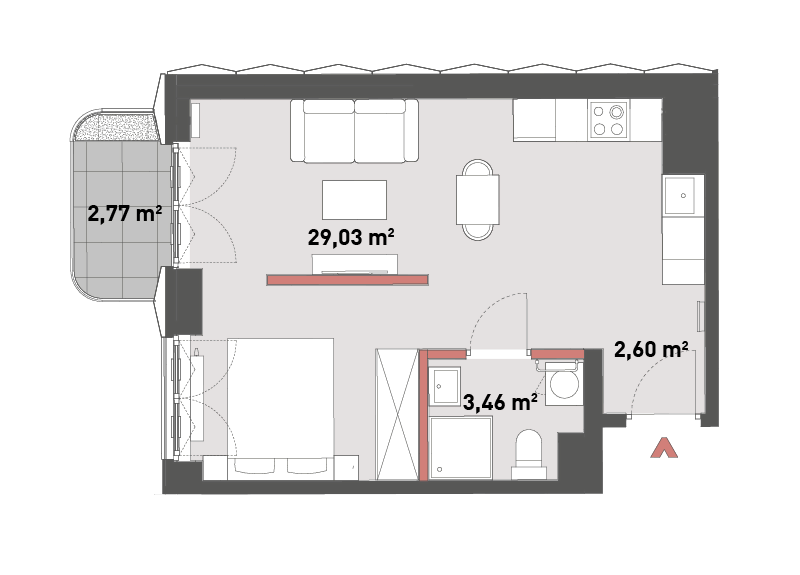 Mieszkanie 35,09 m², piętro 1, oferta nr 54/Z54-A.01.02, Żelazna 54, Warszawa, Wola, Mirów, ul. Żelazna 54-idx