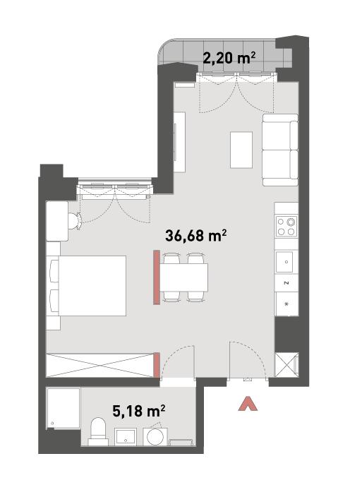 Mieszkanie 41,86 m², piętro 5, oferta nr 54/Z54-A.05.13, Żelazna 54, Warszawa, Wola, Mirów, ul. Żelazna 54-idx