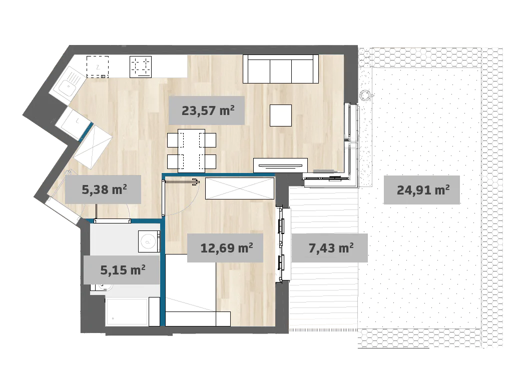 Mieszkanie 46,79 m², parter, oferta nr 7/SZ-F1.D.00.01, Sady Żoliborz, Warszawa, Żoliborz, Sady Żoliborskie, ul. Anny German 15-idx