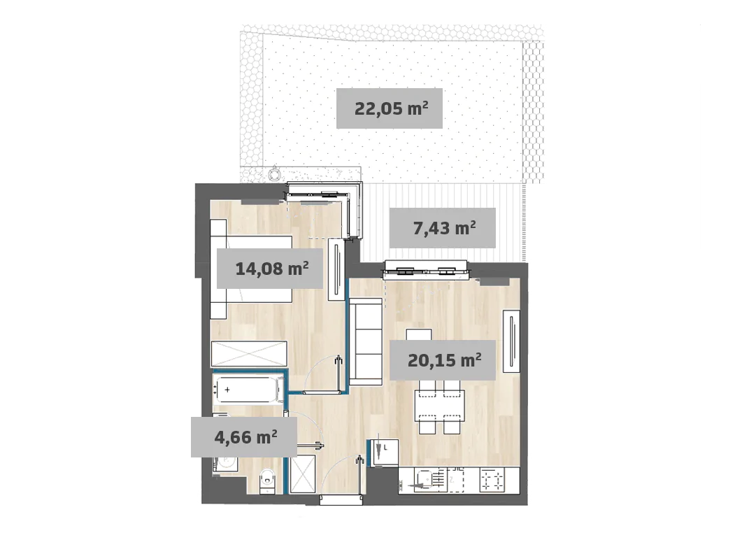 Mieszkanie 43,38 m², parter, oferta nr 7/SZ-F1.E.00.02, Sady Żoliborz, Warszawa, Żoliborz, Sady Żoliborskie, ul. Anny German 15-idx