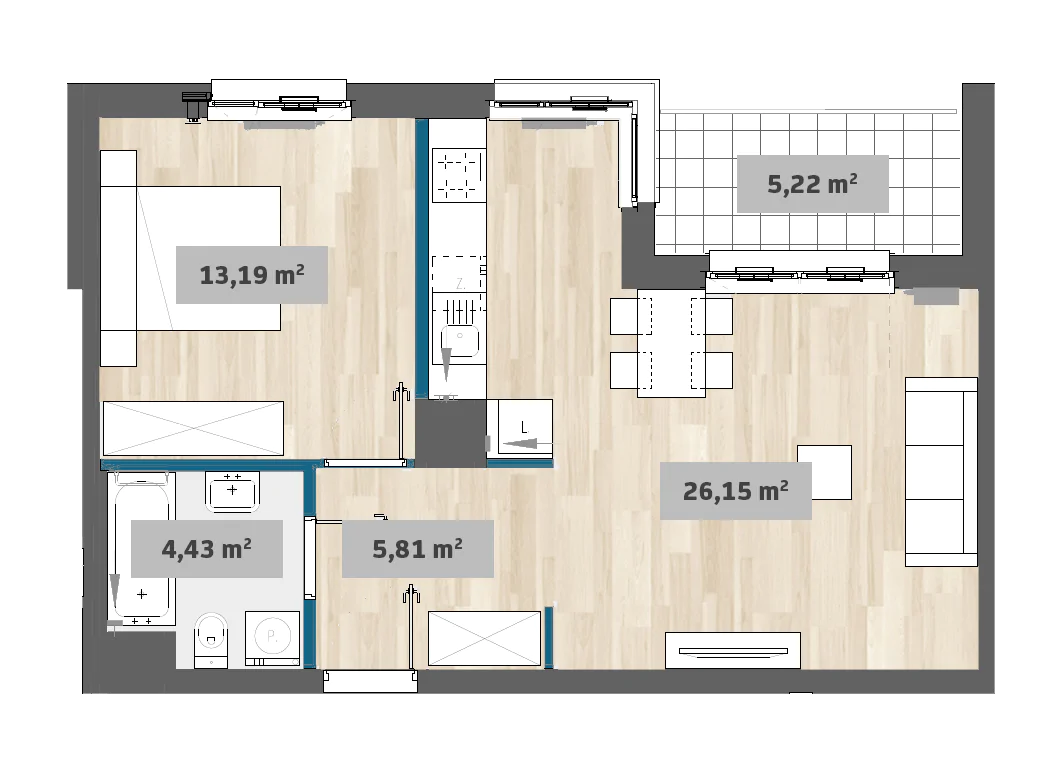 Mieszkanie 49,58 m², piętro 1, oferta nr 9/SZ-F1.A.01.03, Sady Żoliborz, Warszawa, Żoliborz, Sady Żoliborskie, ul. Anny German 15-idx