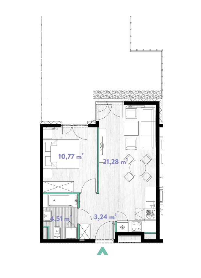 Mieszkanie 39,80 m², parter, oferta nr 2/DW-A.00.02, Do Wilgi, Kraków, Łagiewniki-Borek Fałęcki, ul. Do Wilgi 2A-idx