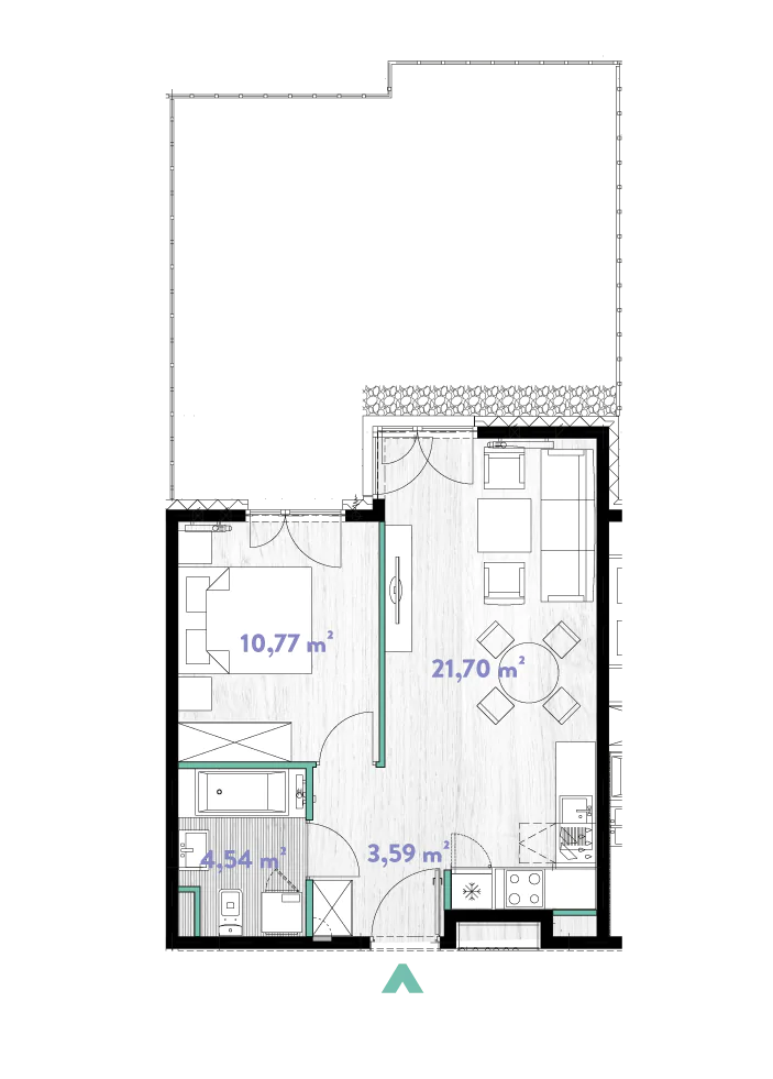 Mieszkanie 40,45 m², parter, oferta nr 2/DW-A.00.03, Do Wilgi, Kraków, Łagiewniki-Borek Fałęcki, ul. Do Wilgi 2A-idx