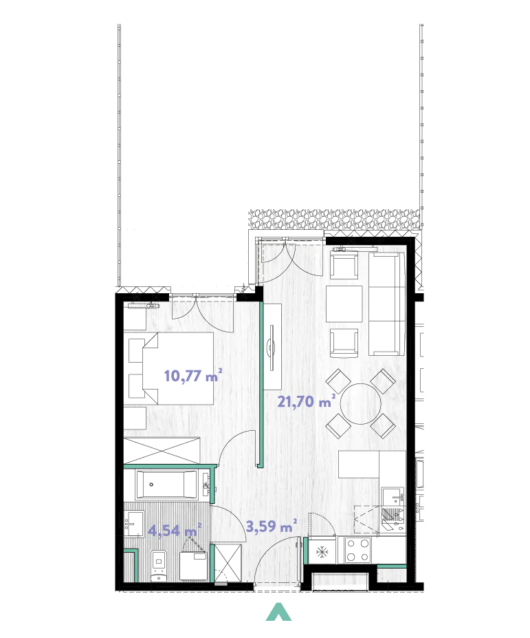 Mieszkanie 40,60 m², parter, oferta nr 2/DW-A.00.09, Do Wilgi, Kraków, Łagiewniki-Borek Fałęcki, ul. Do Wilgi 2A-idx