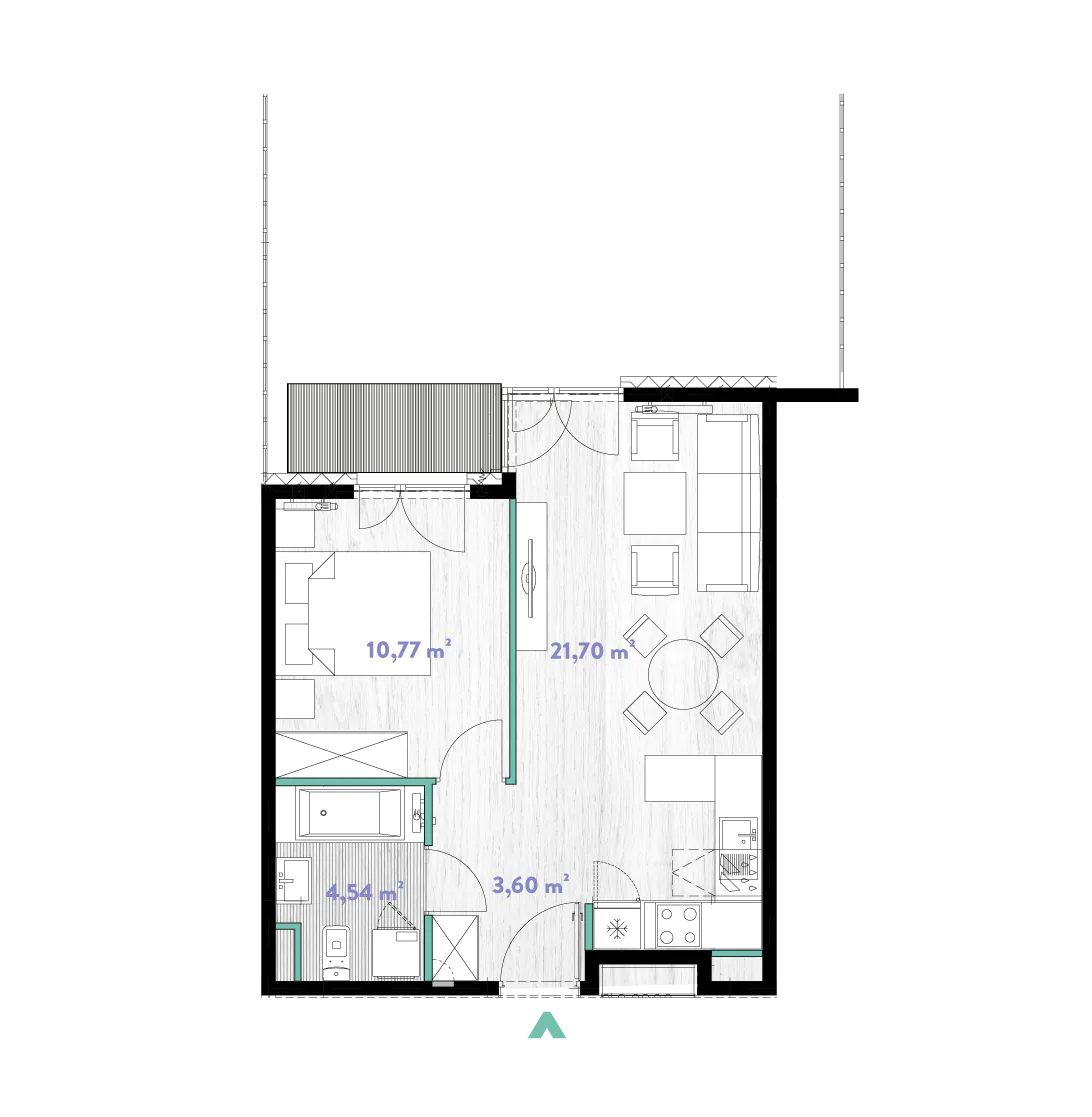 Mieszkanie 40,62 m², parter, oferta nr 2/DW-A.00.10, Do Wilgi, Kraków, Łagiewniki-Borek Fałęcki, ul. Do Wilgi 2A-idx