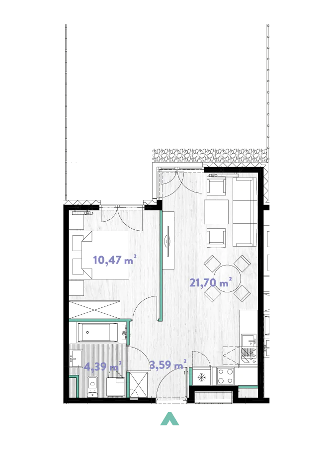 Mieszkanie 40,15 m², parter, oferta nr 2/DW-A.00.12, Do Wilgi, Kraków, Łagiewniki-Borek Fałęcki, ul. Do Wilgi 2A-idx