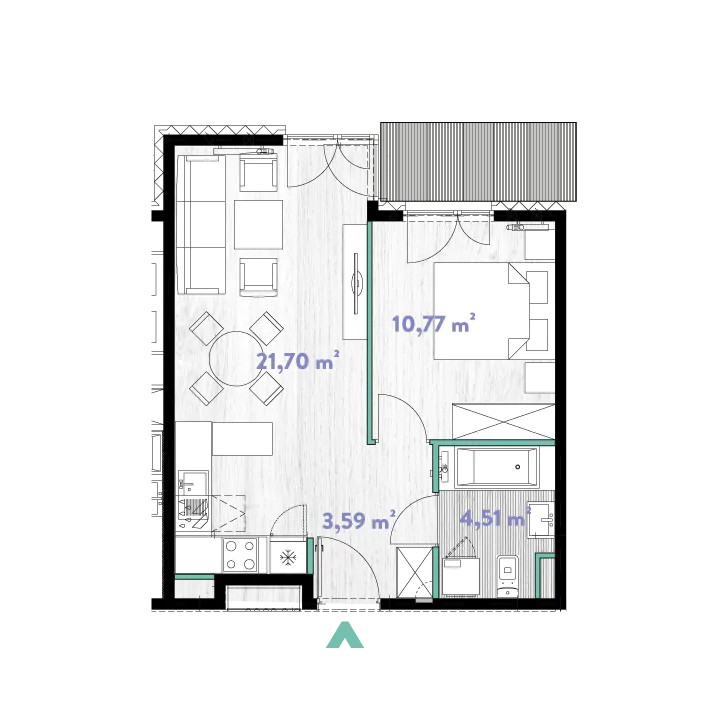 Mieszkanie 40,60 m², piętro 2, oferta nr 2/DW-A.02.12, Do Wilgi, Kraków, Łagiewniki-Borek Fałęcki, ul. Do Wilgi 2A-idx