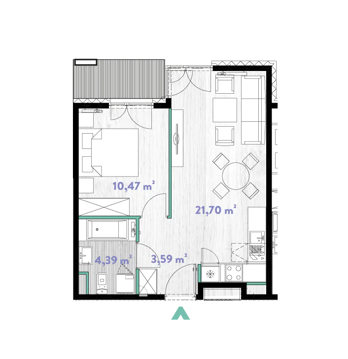 Mieszkanie 40,15 m², piętro 2, oferta nr 2/DW-A.02.13, Do Wilgi, Kraków, Łagiewniki-Borek Fałęcki, ul. Do Wilgi 2A-idx