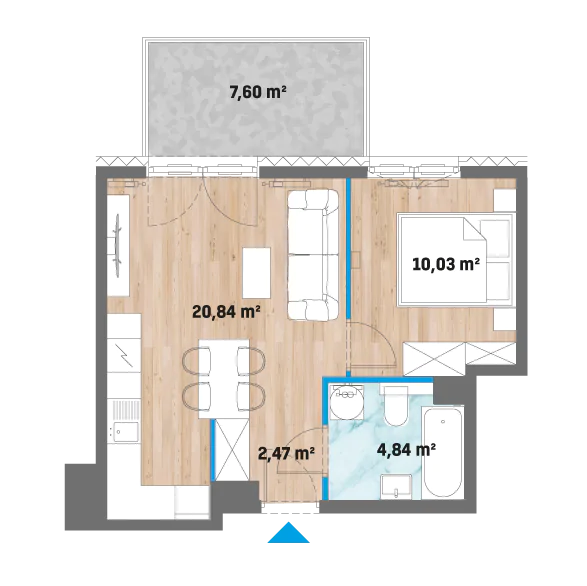 Mieszkanie 38,18 m², piętro 7, oferta nr 12/F2-A.07.02, Kameralny Prokocim 2, Kraków, Bieżanów-Prokocim, Prokocim, ul. Facimiech-idx