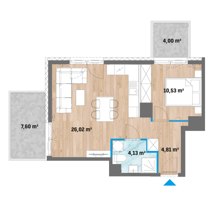 Mieszkanie 46,73 m², piętro 7, oferta nr 12/F2-A.07.03, Kameralny Prokocim 2, Kraków, Bieżanów-Prokocim, Prokocim, ul. Facimiech-idx