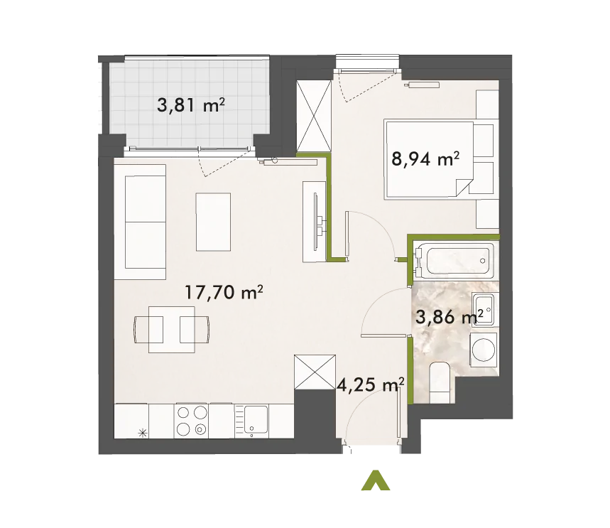 Mieszkanie 34,74 m², piętro 2, oferta nr 30/XY-F1.A.02.03, XYZ Place, Warszawa, Włochy, Okęcie, ul. Komitetu Obrony Robotników 32-idx