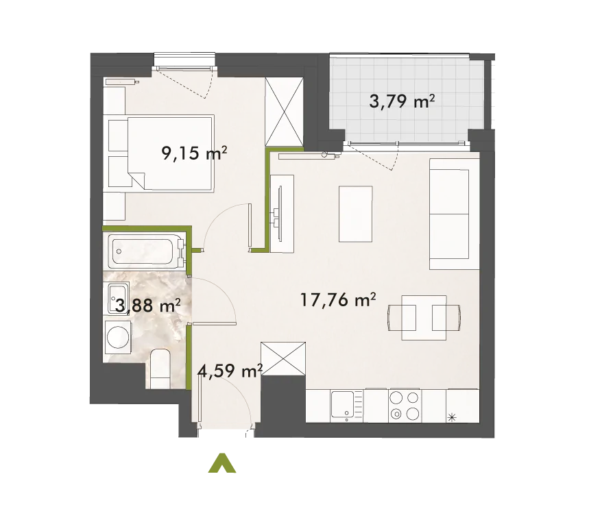 Mieszkanie 35,38 m², piętro 1, oferta nr 30/XY-F1.B.01.02, XYZ Place, Warszawa, Włochy, Okęcie, ul. Komitetu Obrony Robotników 32-idx