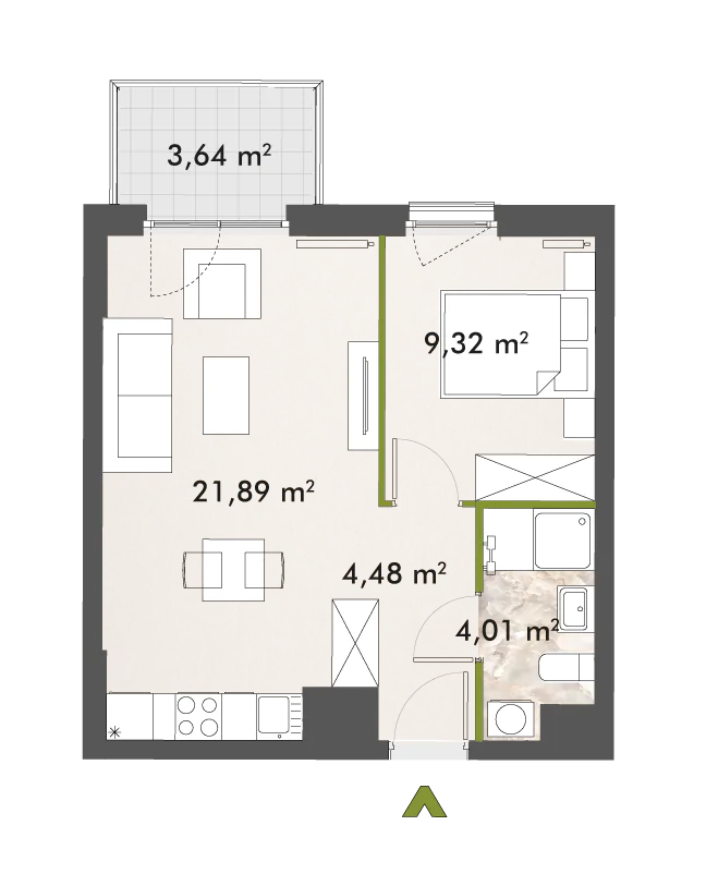 Mieszkanie 39,69 m², piętro 1, oferta nr 30/XY-F1.C.01.05, XYZ Place, Warszawa, Włochy, Okęcie, ul. Komitetu Obrony Robotników 32-idx