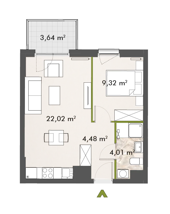 Mieszkanie 39,83 m², piętro 7, oferta nr 30/XY-F1.C.07.04, XYZ Place, Warszawa, Włochy, Okęcie, ul. Komitetu Obrony Robotników 32-idx