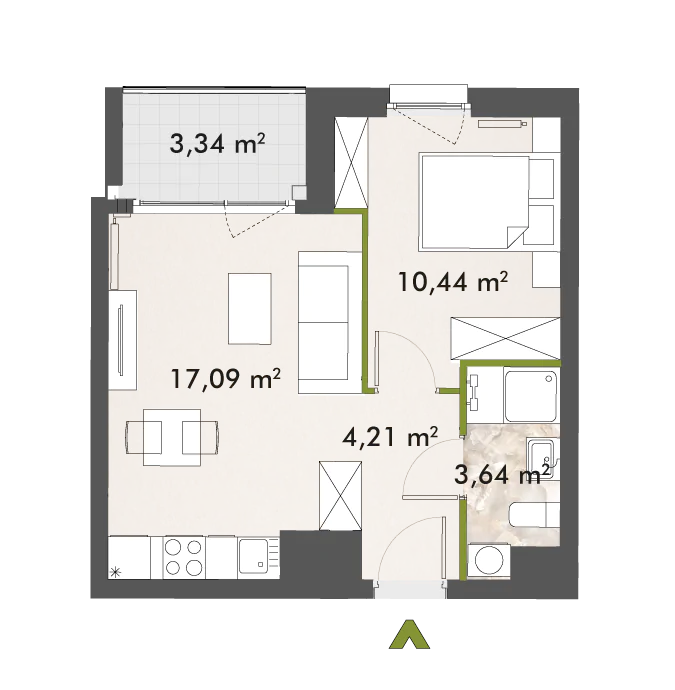 Mieszkanie 35,38 m², piętro 9, oferta nr 30/XY-F1.C.09.02, XYZ Place, Warszawa, Włochy, Okęcie, ul. Komitetu Obrony Robotników 32-idx