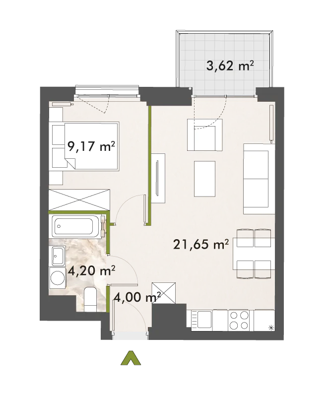 Mieszkanie 39,02 m², piętro 1, oferta nr 30/XY-F1.D.01.02, XYZ Place, Warszawa, Włochy, Okęcie, ul. Komitetu Obrony Robotników 32-idx