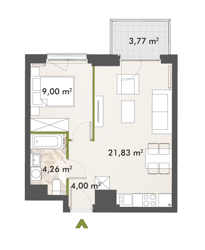 Mieszkanie 39,07 m², piętro 2, oferta nr 30/XY-F1.D.02.02, XYZ Place, Warszawa, Włochy, Okęcie, ul. Komitetu Obrony Robotników 32-idx