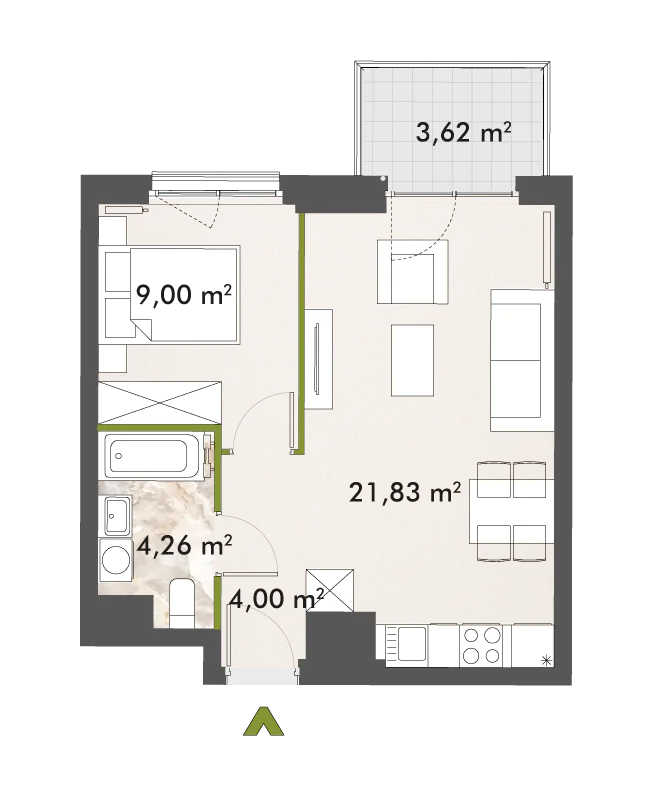 Mieszkanie 39,07 m², piętro 3, oferta nr 30/XY-F1.D.03.02, XYZ Place, Warszawa, Włochy, Okęcie, ul. Komitetu Obrony Robotników 32-idx