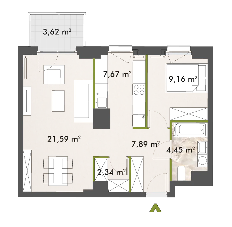 Mieszkanie 53,10 m², piętro 3, oferta nr 30/XY-F1.D.03.03, XYZ Place, Warszawa, Włochy, Okęcie, ul. Komitetu Obrony Robotników 32-idx