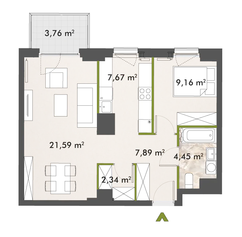 Mieszkanie 53,10 m², piętro 4, oferta nr 30/XY-F1.D.04.03, XYZ Place, Warszawa, Włochy, Okęcie, ul. Komitetu Obrony Robotników 32-idx