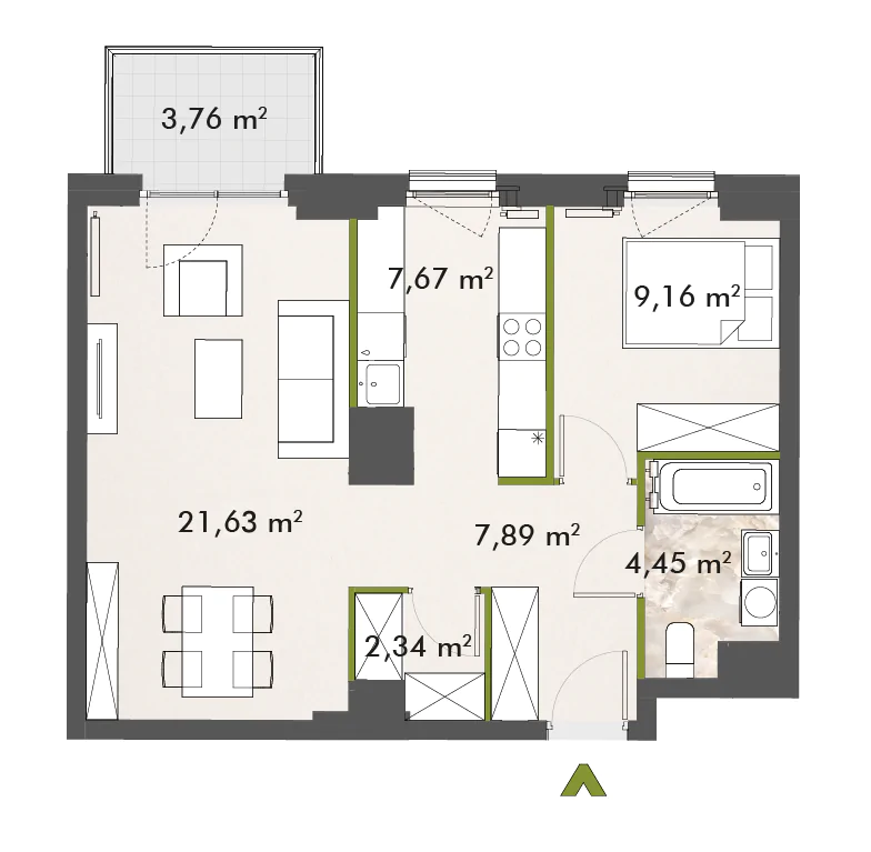 Mieszkanie 53,15 m², piętro 6, oferta nr 30/XY-F1.D.06.03, XYZ Place, Warszawa, Włochy, Okęcie, ul. Komitetu Obrony Robotników 32-idx