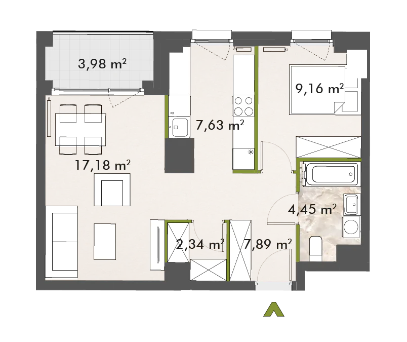 Mieszkanie 48,66 m², piętro 9, oferta nr 30/XY-F1.D.09.03, XYZ Place, Warszawa, Włochy, Okęcie, ul. Komitetu Obrony Robotników 32-idx