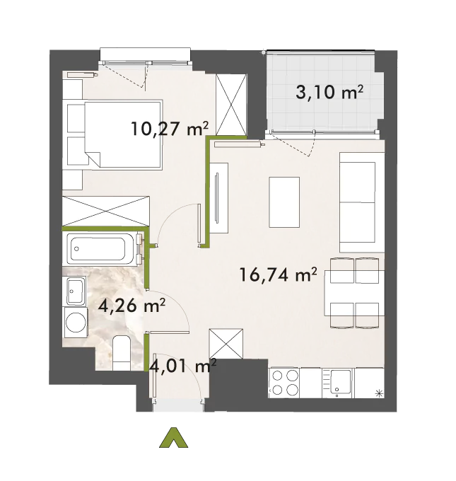 Mieszkanie 35,27 m², piętro 10, oferta nr 30/XY-F1.D.10.02, XYZ Place, Warszawa, Włochy, Okęcie, ul. Komitetu Obrony Robotników 32-idx