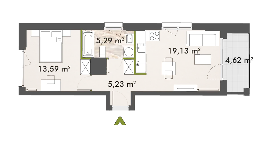 Mieszkanie 43,24 m², piętro 10, oferta nr 30/XY-F1.D.10.04, XYZ Place, Warszawa, Włochy, Okęcie, ul. Komitetu Obrony Robotników 32-idx