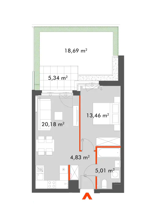 Mieszkanie 43,48 m², parter, oferta nr 28/SOW-F1.B.00.02, Splot Wola, Warszawa, Wola, Odolany, ul. Sowińskiego 28-idx