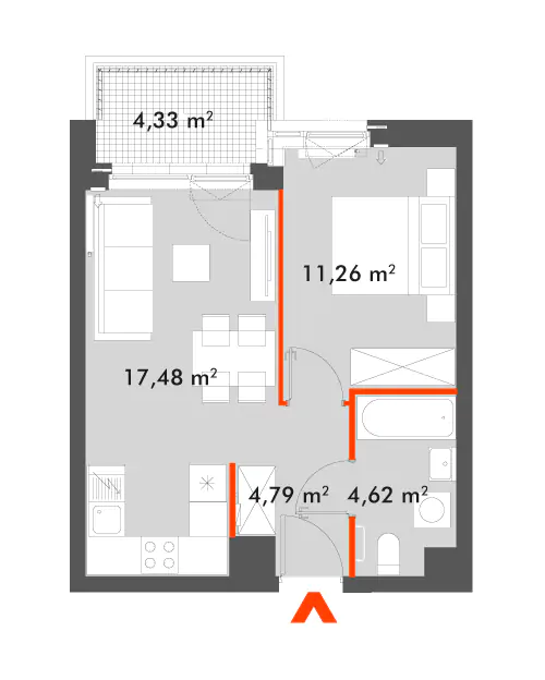 Mieszkanie 38,15 m², piętro 2, oferta nr 28/SOW-F1.C.02.03, Splot Wola, Warszawa, Wola, Odolany, ul. Sowińskiego 28-idx