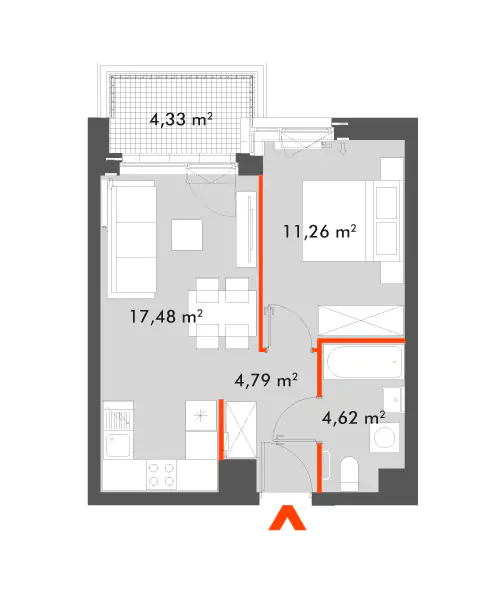 Mieszkanie 38,15 m², piętro 2, oferta nr 28/SOW-F1.C.02.05, Splot Wola, Warszawa, Wola, Odolany, ul. Sowińskiego 28-idx