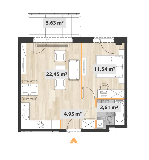 Mieszkanie 43,42 m², piętro 6, oferta nr 27/Okr-A.06.07, Na Okrzei, Warszawa, Praga Północ, Stara Praga, ul. Stefana Okrzei-idx