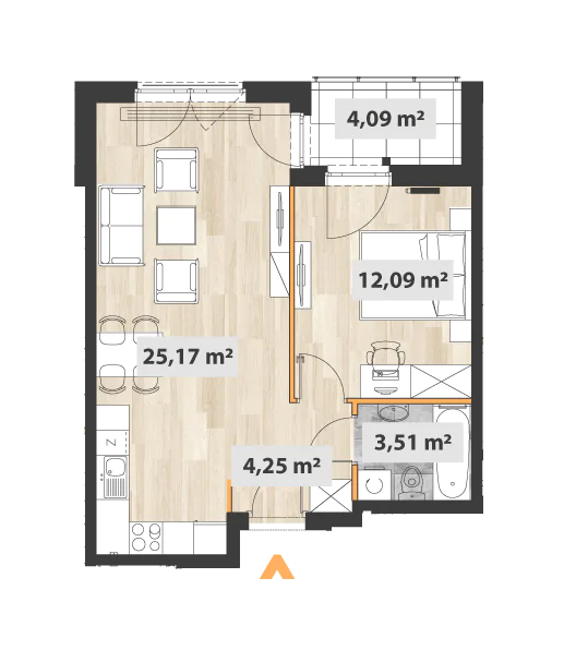 Mieszkanie 45,87 m², piętro 6, oferta nr 27/Okr-B.06.08, Na Okrzei, Warszawa, Praga Północ, Stara Praga, ul. Stefana Okrzei-idx