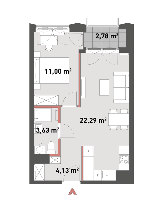 Mieszkanie 41,05 m², piętro 1, oferta nr 54/Z54-A.01.07, Żelazna 54, Warszawa, Wola, Mirów, ul. Żelazna 54-idx