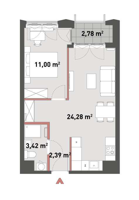 Mieszkanie 41,09 m², piętro 1, oferta nr 54/Z54-A.01.08, Żelazna 54, Warszawa, Wola, Mirów, ul. Żelazna 54-idx