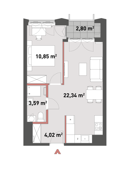 Mieszkanie 40,80 m², piętro 3, oferta nr 54/Z54-A.03.12, Żelazna 54, Warszawa, Wola, Mirów, ul. Żelazna 54-idx